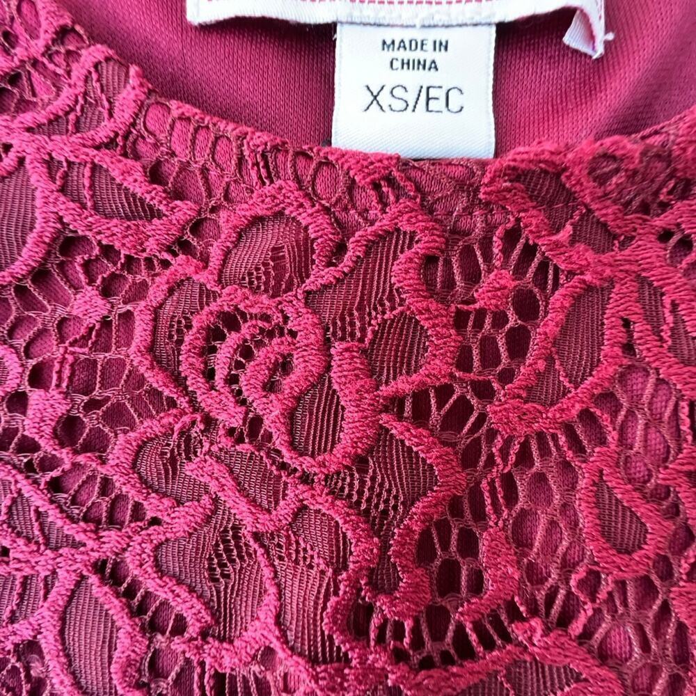 Adam Levine Maroon Lace Short Sleeves Full Skirt, Dress, Girls size XS (4-5)